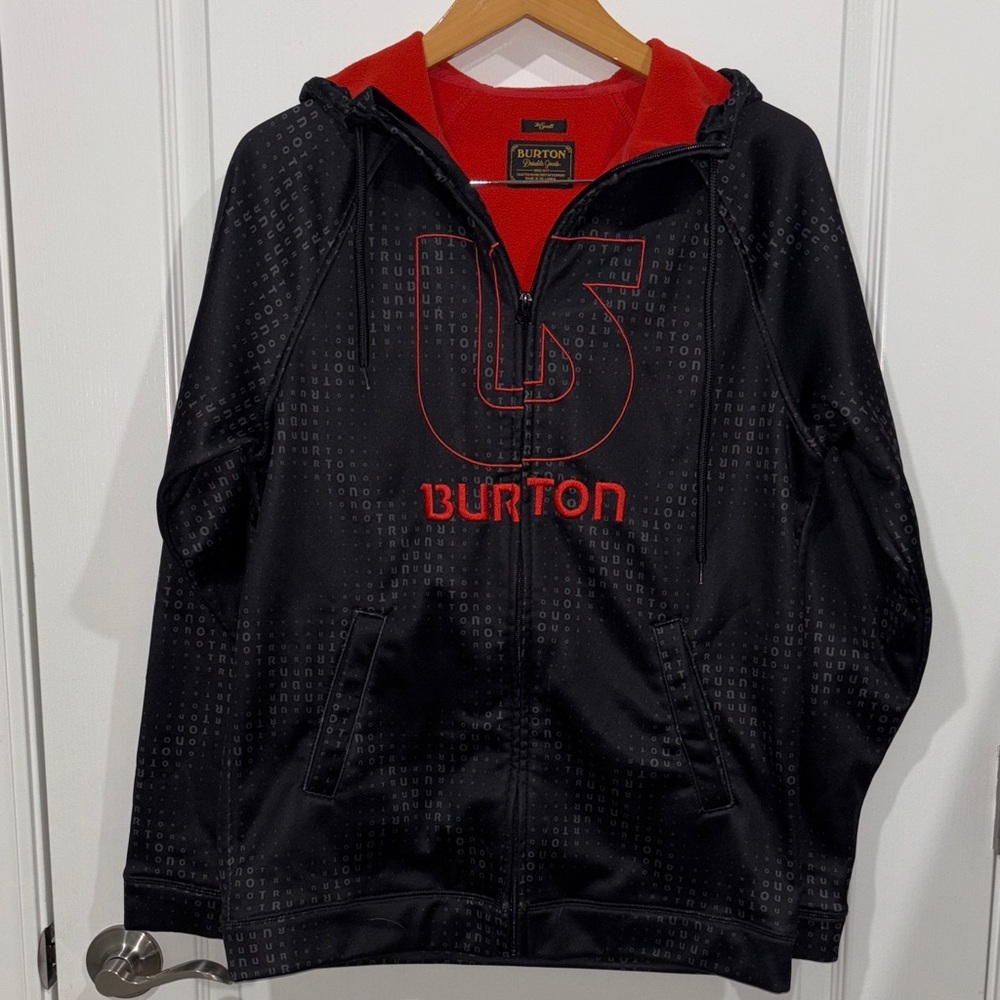 Burton Men’s Red Black Full Zip Sweatshirt Pullover Hoodie Small